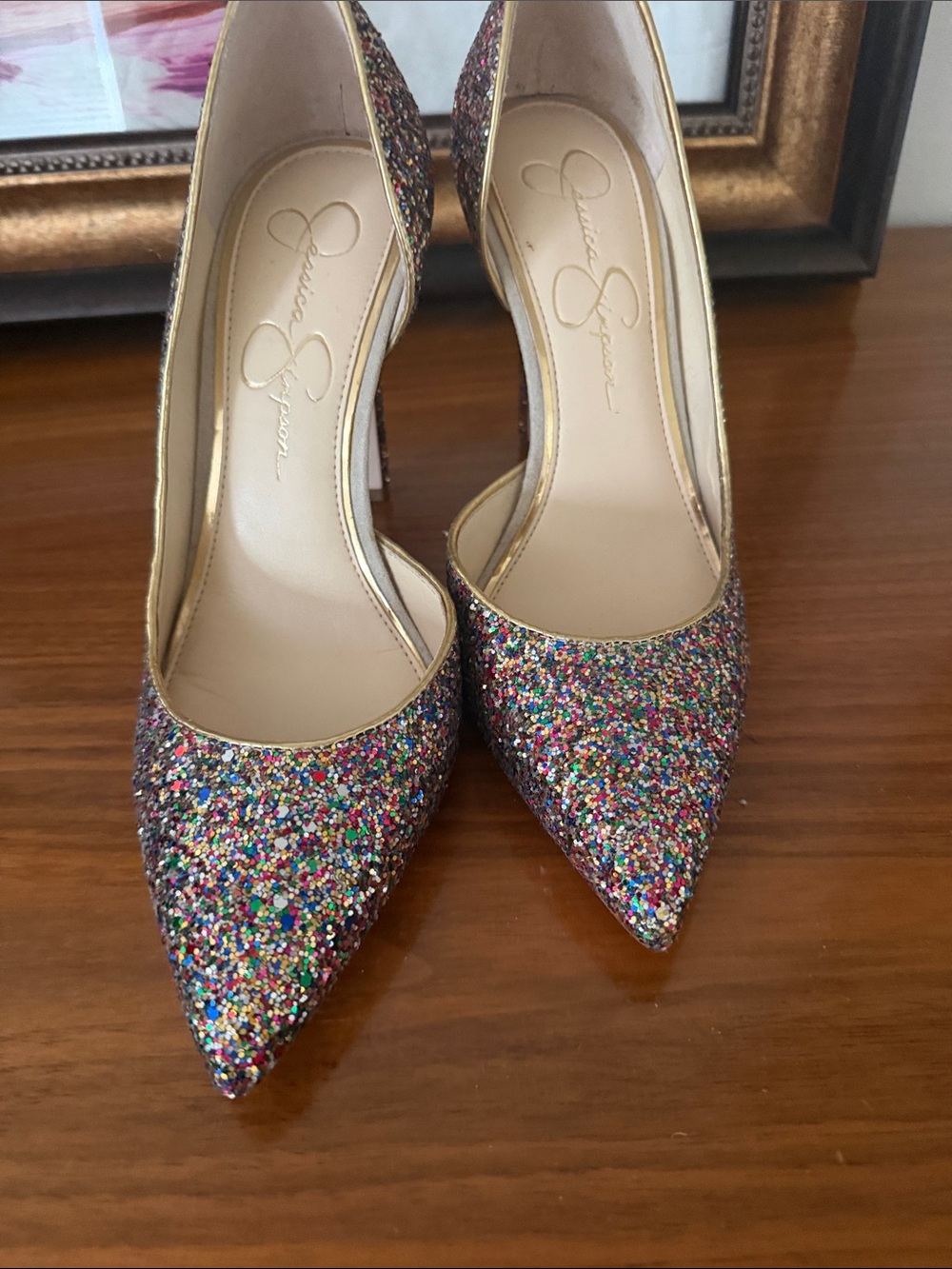 Jessica Simpson Multicolor Glitter Pointed Toe Pumps